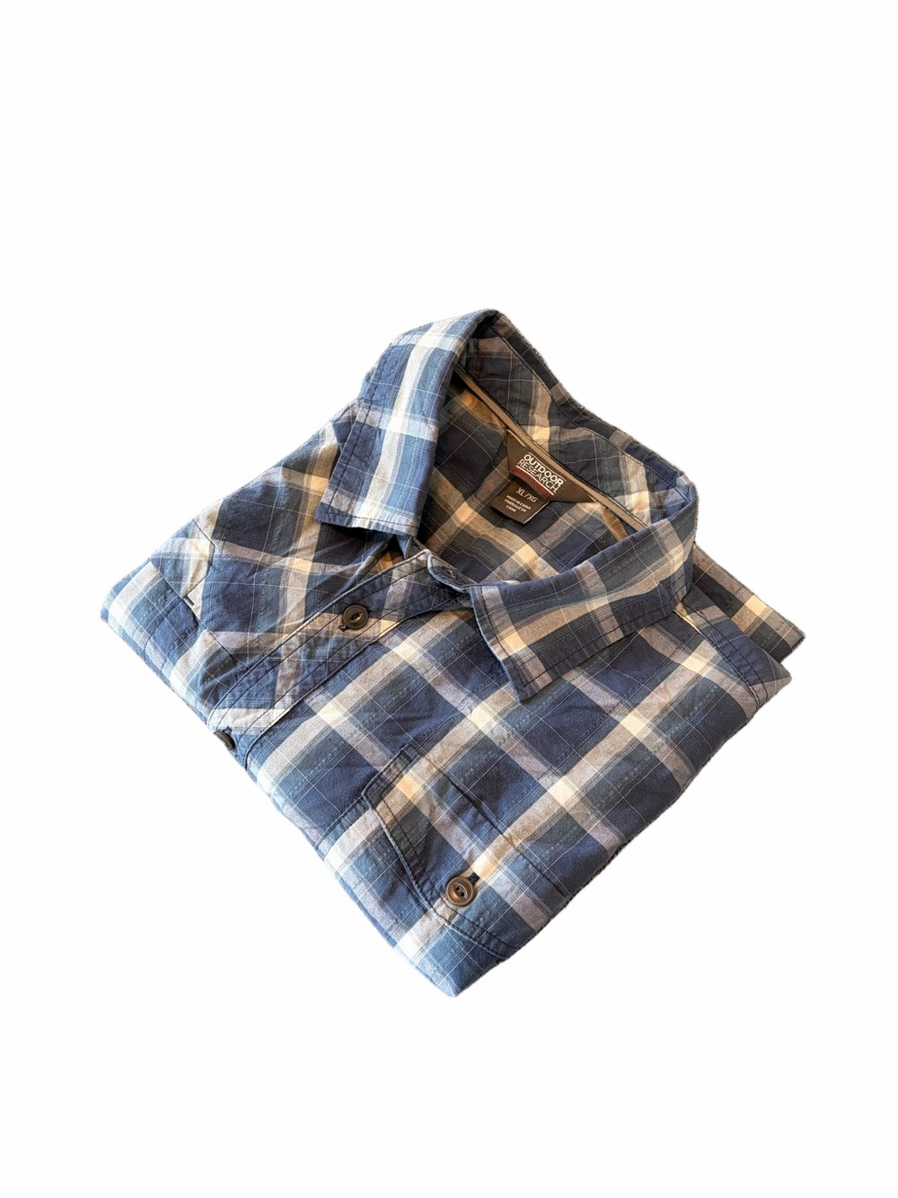 Outdoor Research Blue and White Plaid Button-Down Shirt